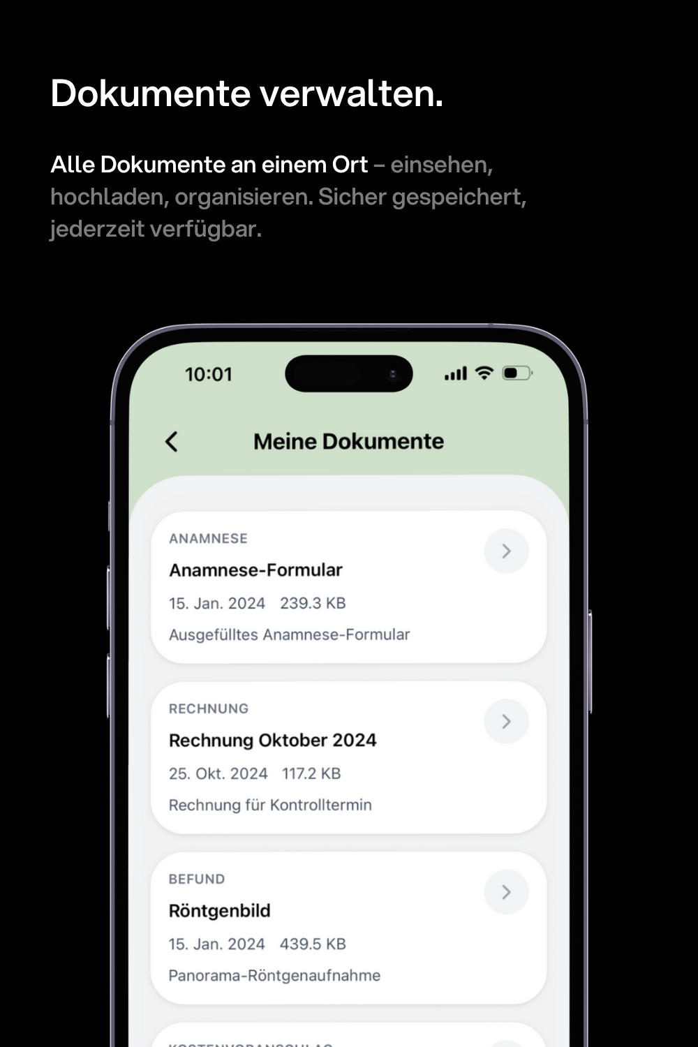 kaya Patienten-App - Dokumente verwalten